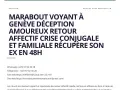Marabout Voyant à Genève Déception Amoureux Retour Affectif Crise conjugale et familiale Récupère Son Ex En 48h